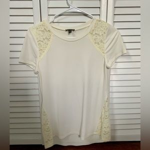 Express cream colored top with lace detail